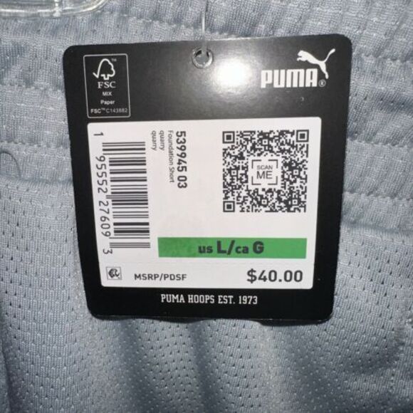 Puma Women's Foundation Basketball Draw String Shorts Sz L Gray NWT MSRP $40 - Picture 6 of 6